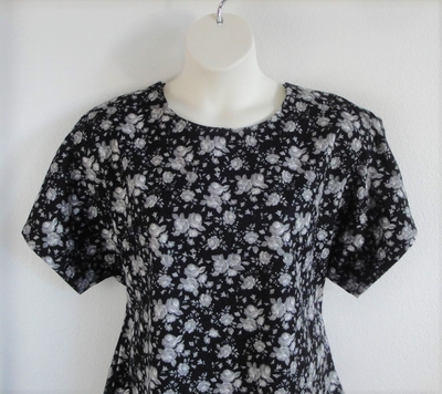 Gray/Black Floral Flannel Post Surgery Shirt - Tracie