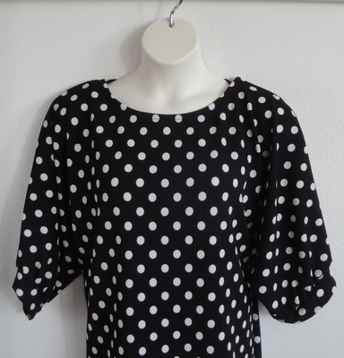 Libby Shirt - Black/White Krinkle Dot | 3/4 Sleeve Shirts