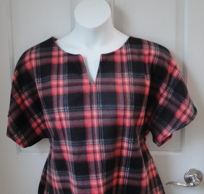Red/Black Plaid Fleece Post Surgery Shirt - Cathy