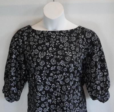Black/Gray Cotton Floral Post Surgery Shirt - Libby