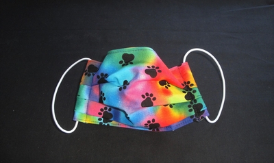 Tie Dye Paw Prints Face Mask