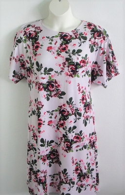 Light Pink Floral Rayon Knit Post Surgery Gown - Orgetta