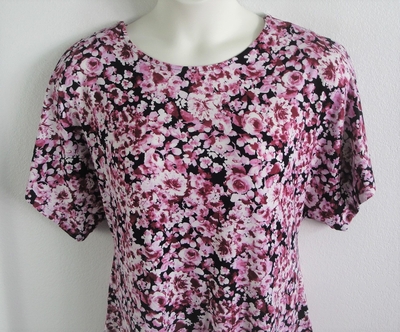 Black/Pink Floral Rayon Post Surgery Shirt