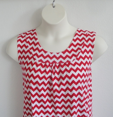 Red/White Chevron Cotton Post Surgery Shirt - Sara