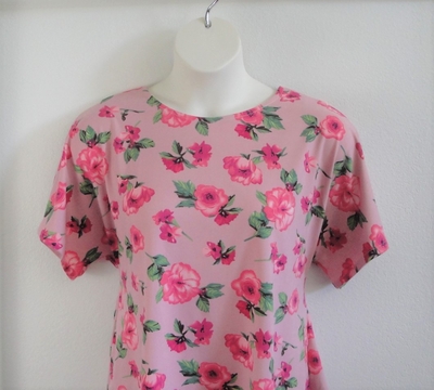 Pink Floral Brushed Poly Knit Post Surgery Shirt