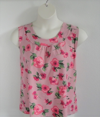 Pink Floral Brushed Poly Post Surgery Shirt - Sara