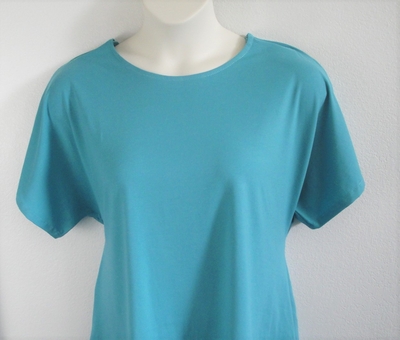 Aqua cotton knit shirt for rotator cuff surgery, shoulder replacement or breast cancer