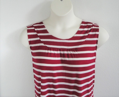 Cranberry Stripe Rayon Post Surgery Shirt - Sara