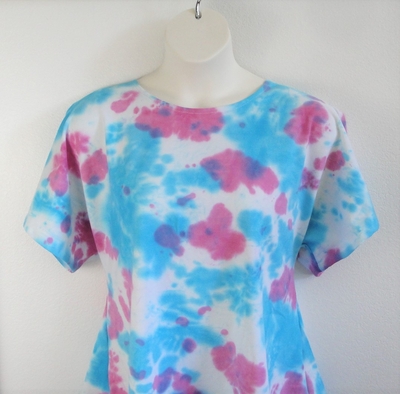 Tracie Shirt - Turquoise/Pink Tie Dye Cotton Knit (M - XL Only) | Knits