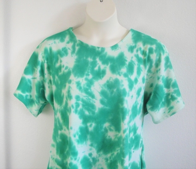 Tracie Shirt - Green Tie Dye Cotton Knit | Short Sleeve Shirts