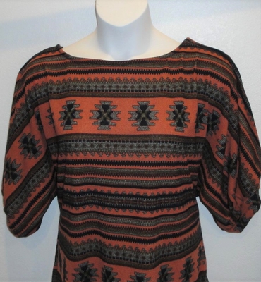 Orange/Brown Aztec Geometric Post Surgery Sweater - Jan