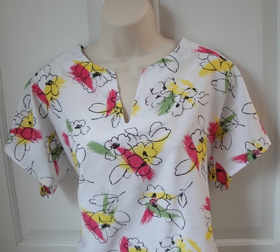 Gracie Shirt - Pink/Yellow/Lime Floral Poly | Woven Fabrics