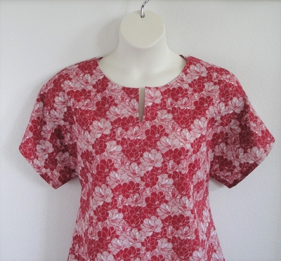 Red Sketch Floral Cotton Post Surgery Shirt - Gracie