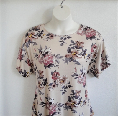 Tan Floral Rayon Post Surgery Shirt - Tracie