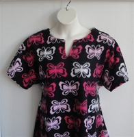 Image Abby FLEECE Nightgown - Black/Pink Butterfly