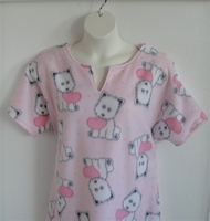 Image Abby FLEECE Nightgown - Pink Dogs and Hearts