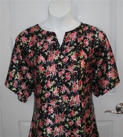 Image Erin Nightgown - Pink Floral on Black Silky (S only)