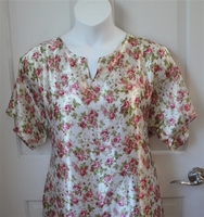 Image Erin Nightgown - Pink Floral on White Silky (S & XL only )