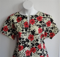 Image Gracie Shirt - Red Floral on Cream Poly