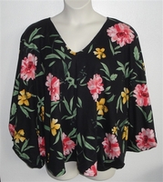 Image Kiley Side Opening Shirt - Black/Pink/Yellow Floral