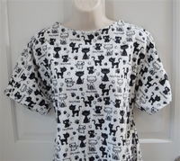 Image Orgetta FLANNEL Nightgown - Black/White Furry Friends Cats