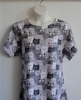 Image Orgetta FLANNEL Nightgown - Gray Comic Cats