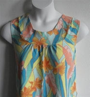 Image Sara Shirt - Teal/Orange Tropical Cotton Knit (XL - 3X only)