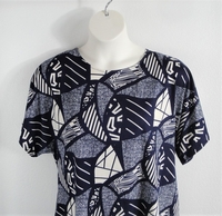 Image Tracie Shirt - Navy Geometric Brushed Poly Knit