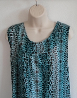 Image CLEARANCE --Sara Shirt - Teal/Brown Geometric (SMALL ONLY)