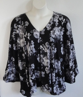 Image Kiley Side Opening Shirt - Black/Gray Floral Rayon Knit