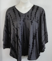 Image Kiley Side Opening Shirt - Black Tie Dye Rayon Knit