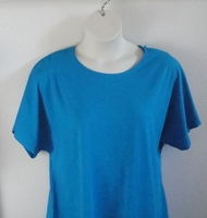 Image SECOND - Tracie Shirt - Turquoise Blue Cotton Knit - (Size L ONLY)