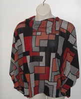 Image Emily Side Opening Sweater - Red/Orange/Black Geo