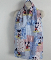 Image Adult Bib/Dinner Scarf - Blue Mickey Patchwork (Average Only)