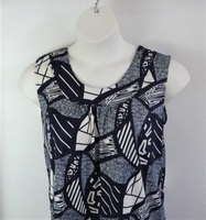 Image Sara Shirt - Navy Geometric Brushed Poly Knit