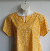Image CLEARANCE --Gracie Shirt - Yellow Swirl Cotton (XL ONLY)