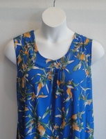 Image Sara Shirt - Royal Blue Tropical Floral Poly Jersey Knit