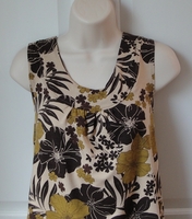 Image CLEARANCE --Sara Shirt - Brown/Tan Floral Cotton (SMALL ONLY)