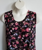 Image Sara Shirt - Pink/Blue Floral on Black Floral Rayon Knit (S-L Only)