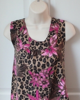 Image CLEARANCE --Sara Shirt - Brown/Pink Floral Cotton (SIZE M ONLY)