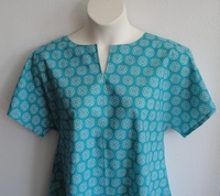 Image CLEARANCE --Gracie Shirt - Turquoise Floral Cotton (SMALL ONLY)