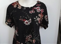 Image SECOND - Tracie Shirt - Black Floral Rayon Knit - (Size L ONLY) copy