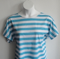 Image CLEARANCE - Tracie Shirt - Turquoise Stripe Cotton Knit (XS ONLY)