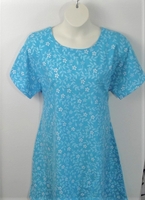 Image Orgetta FLANNEL Nightgown - Turquoise Blue Floral (XL & 2X Only)