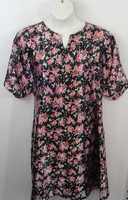 Image SECOND - Erin Silky Nightgown - Pink Floral on Black  (Size XL Only)