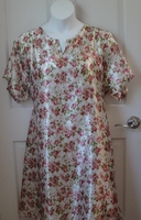 Image SECOND - Erin Silky Nightgown - Pink Floral on White  (Size L Only)