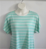 Image SECOND Tracie Shirt - Mint Stripe Rayon Knit (XL Only)
