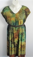 Image Randi Dress - Teal/Brown Batik Border Acetate Blend