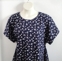 Image SECOND - Tracie Shirt - White/Burgundy Floral on Navy Cotton Knit (2X & 3X Only)