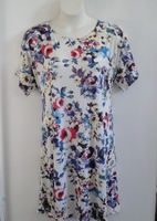 Image Orgetta Nightgown - Red/White/Blue Floral Rayon Knit (XS only)